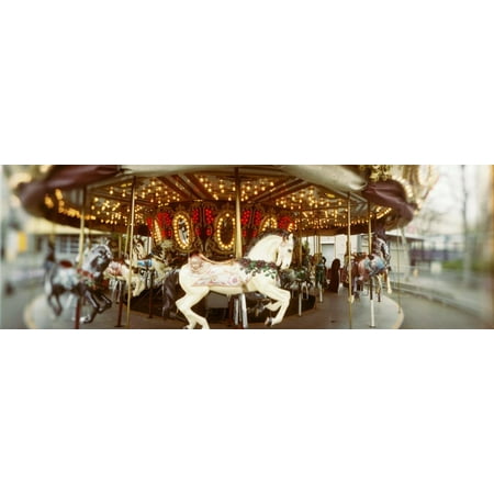 Carousel Horses in Amusement Park, Seattle Center, Queen Anne Hill, Seattle, Washington State, USA Print Wall