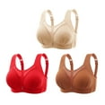 thumbnail image 2 of Fanxing 3 Pack Plus Size Bras for Women High Support Wireless Breathable Liftup Bra Comfortable No Underwire Push up Underwear L：34C/34D/34DD；36A/36B/36C, 2 of 7