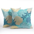 thumbnail image 2 of Nautical Coastal Pillow Covers 16x16 Inch Set of 2 Teal Beach Theme Ocean Seashell Coral Starfish Throw Pillow Covers Summer Outdoor Pillow Cases Cotton Linen Cushion Covers for Couch Bed Sofa Decor, 2 of 6