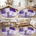 thumbnail image 4 of Small Round Rug 3Ft, Modern Oil Painting Non-Slip Washable Circle Rugs Carpet, Purple Grey Abstract Graffiti Art Indoor Outdoor Rug Floor Mats Throw Runner for Bedroom Living Room Bathroom, 4 of 8