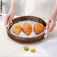 thumbnail image 4 of Round Woven Style Storage Tray Decorative Serving Basket Imitation Rattan Organizer for Coffee Table Fruit Home, 4 of 5