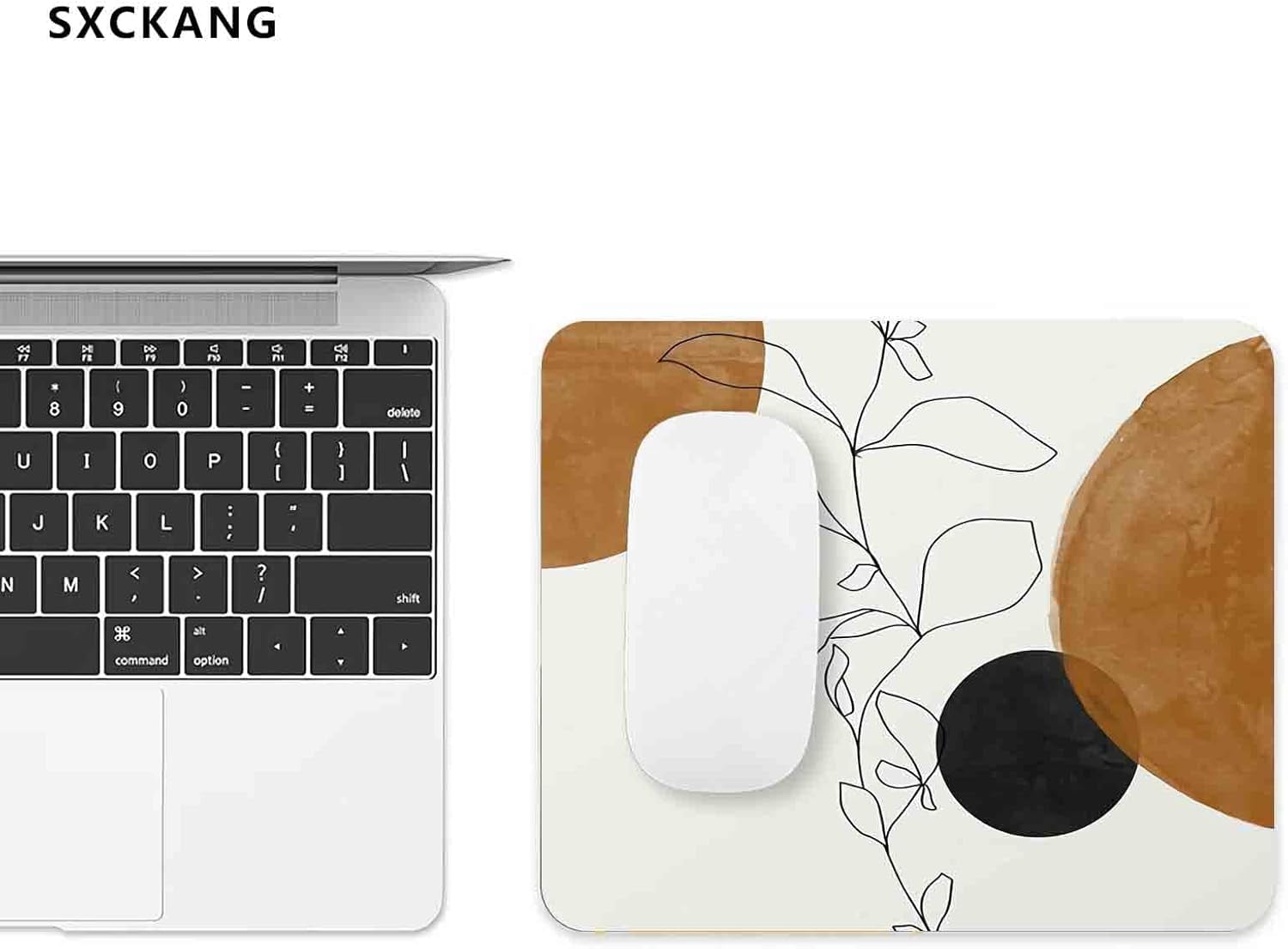 Abstract Plant Mouse Pad - Personalized Premium Texture, Delicate Modern Boho Line Art, Washable Cloth Non-Slip Rubber Base, Perfect for Office, Stylish and Functional