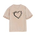 thumbnail image 4 of Camiseta de manga corta con volantes para mujer, ropa de calle, Top ajustado con estampado gráfico, Top de verano para chicas adolescentes, viajes deportivos S Yinane Manga corta, 4 of 8