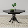 thumbnail image 2 of 7-PC - Oval Butterfly Leaf Dining Table + Slat Back Dining Chairs Dining Set in Black, 2 of 10