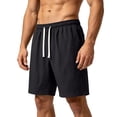 thumbnail image 4 of DODADAWANJ Men's Summer Shorts Lightweight Quick Dry Basketball Athletic Shorts Loose Elastic Waist Long Shorts with Drawstring Daily Wear Black XS, 4 of 5