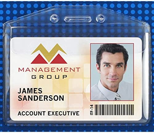 100 Pack - Clear Soft Vinyl Horizontal Badge Holder with Fold Over Flap - Heavy Duty Name Tag Protector for I'd Card by Specialist ID