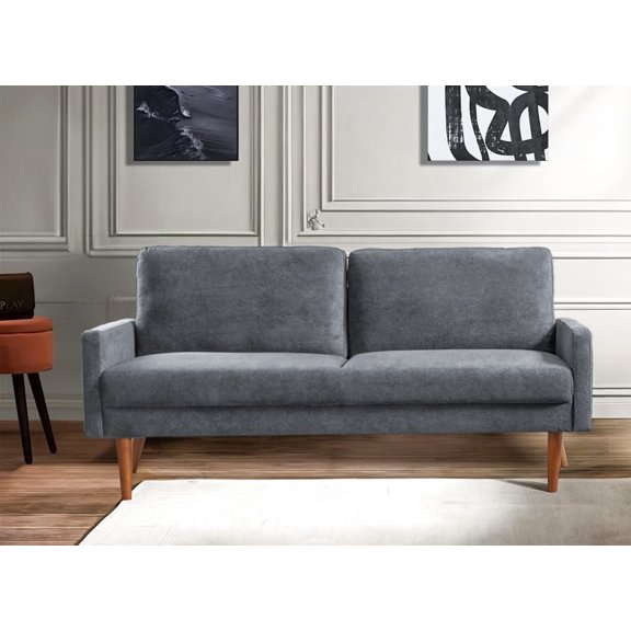 Nmkwnr 3 Seater Sofa Couch with Wood Legs, Upholstered Velvet Loveseat Sofa Living Room, Home, Apartment, Office, Gray