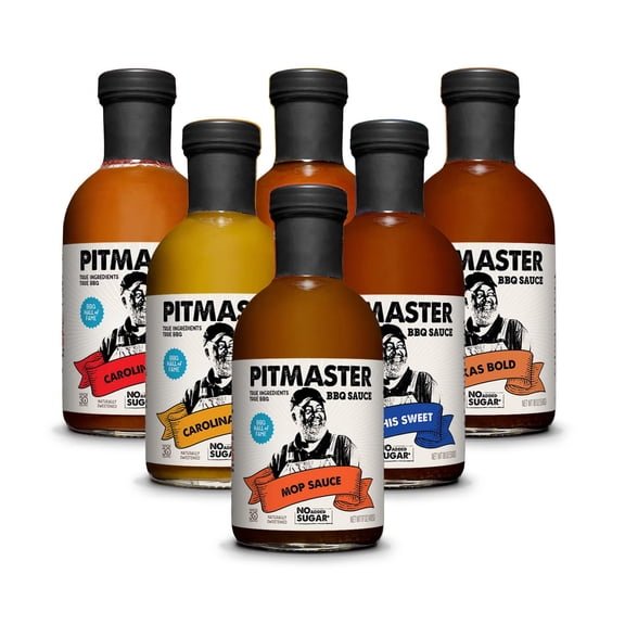 True Made Foods Pitmaster Ed Mitchell Authentic BBQ Sauce Variety Pack, (18oz each, 6 Flavors)