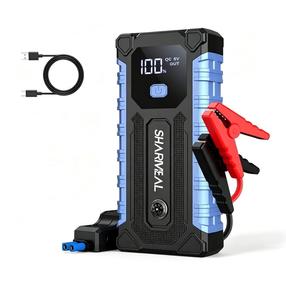22000A Peak 12V Car Jump Starter, Portable Battery Booster with Smart Reverse Polarity Jumper Clamps