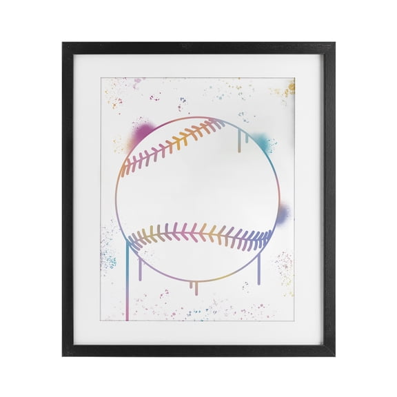 Stupell Industries Contemporary Graffiti Baseball Drip Black Framed Print Under Glass, 13 x 16, by Marcus Prime