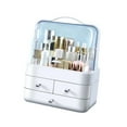 thumbnail image 3 of Cajas de almacenamiento de escritorio, contenedor con tapa transparente, cajones de almacenamiento, estuche para maquillaje Blanco, 3 of 9