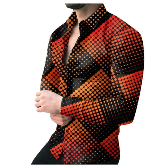 Men's Classic Print Lapel Button Cardigan Shirts, Lightweight Long Sleeve Shirts, Fashion Casual Vacation Tops