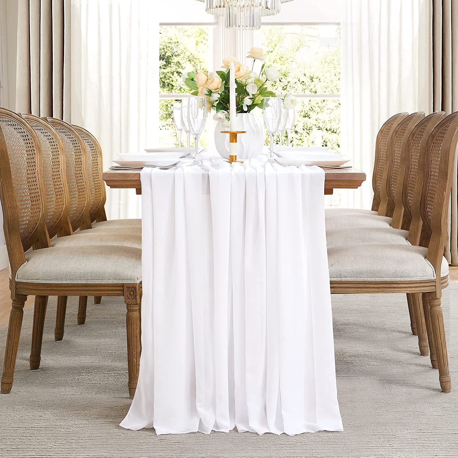 WARM HOME DESIGNS 10 Yards White Chiffon Fabric for Kitchen or Wedding Arch Decorations. CF 360 WHITE