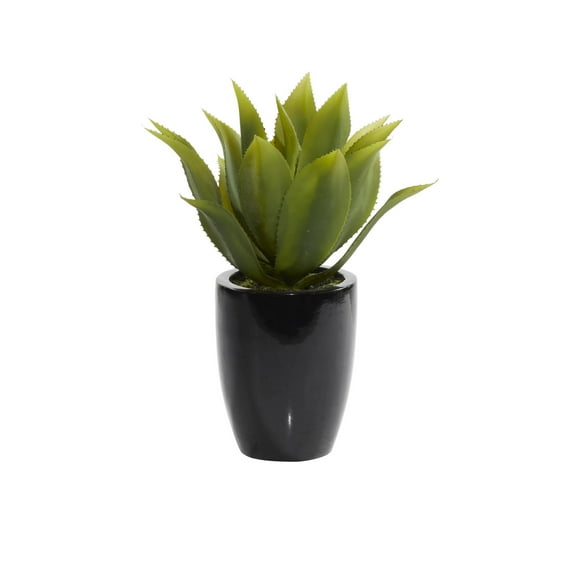 DecMode 22" Artificial Agave Plant in Realistic Leaves and Black Fiberglass Pot