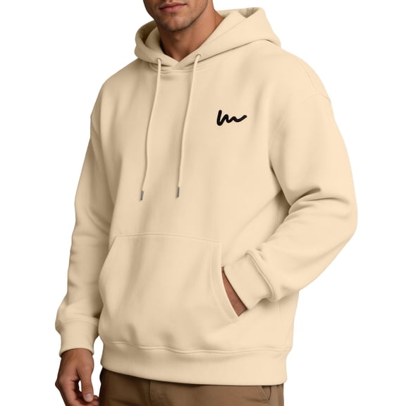 TKKCS Mens Pullover Hoodie with Kangaroo Pocket- Loose Fit Casual Drawstring Long Sleeve Soft Hooded Sweatshirt Khaki Size 2XL