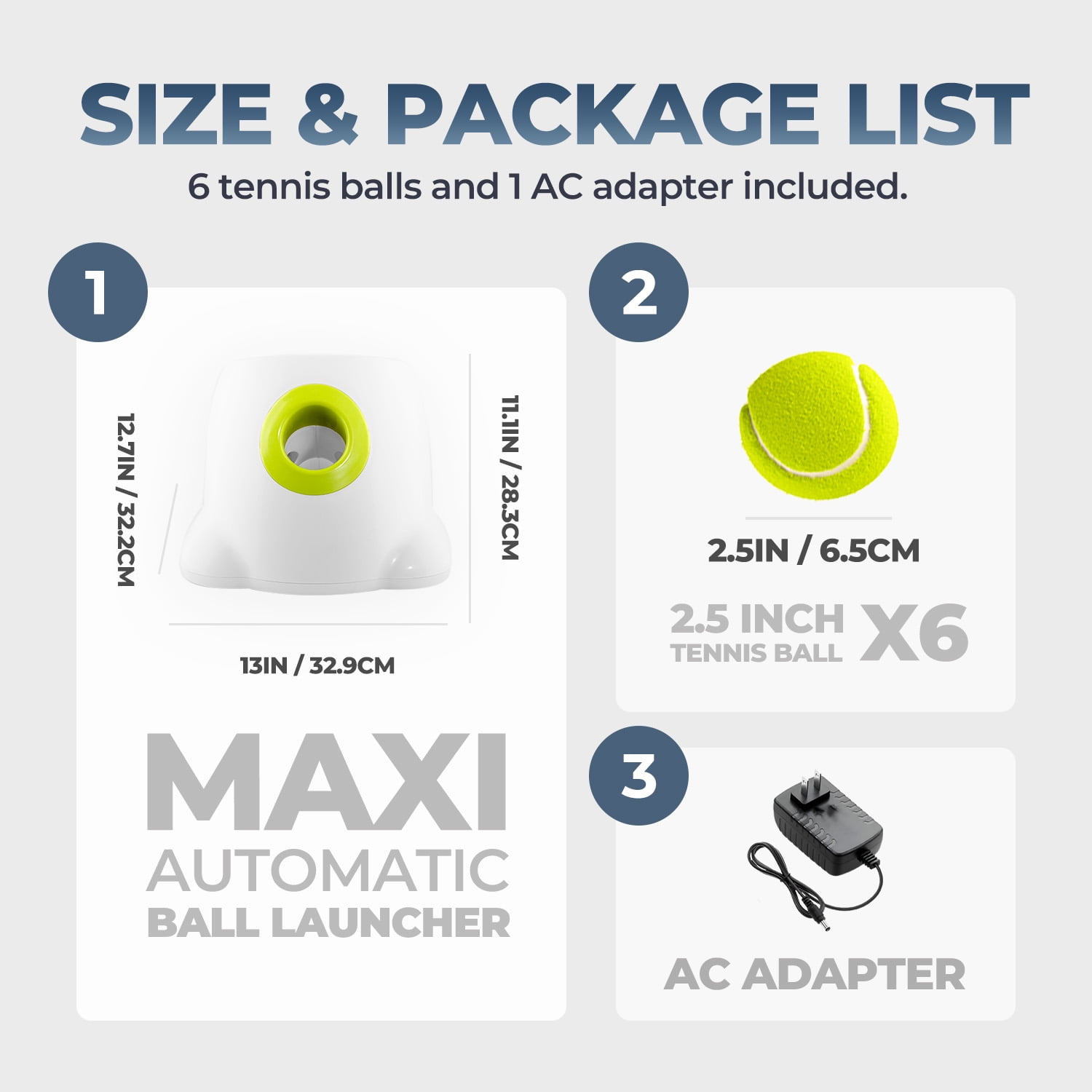 All For Paws Automatic Tennis Ball Launcher for Medium & Large Dogs, 6 Balls Included, Maxi