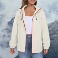 thumbnail image 5 of Comdrip Veste Légère pour Femmes! Veste Chaude Coupe-Vent Imperméable à Blocs de Couleur pour Femmes, Coupe-Vent d'Extérieur, Veste de Randonnée, Veste de Randonnée pour Femmes, Beige Léger 4TG, 5 of 5