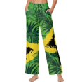 thumbnail image 3 of Psesaysky Women Wide Leg Pants Jamaican Palm Leaves Print High Waist Loose Flowy Adjustable Tie Knot Trousers Business Casual Pants with Pockets, Size L, 3 of 7