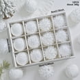 thumbnail image 4 of White Textured Christmas Ball Ornaments with Lace & Feather, Elegant Hanging Decor for Xmas Tree & Winter Scenes 12Pcs 8cm, 4 of 8
