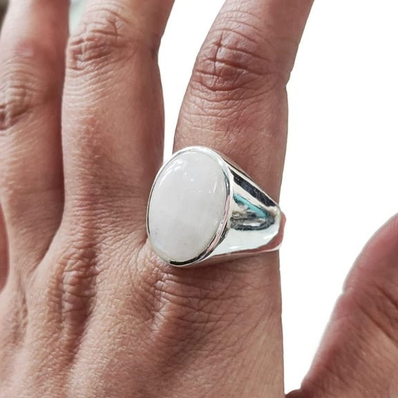 Rainbow Moonstone Mens Ring, Natural Blue Fire Rainbow Moonstone, Silver Jewelry, 925 Silver Ring, Birthday Gift, Heavy Mens Ring, Arabic Design, Ottoman Style Ring, Christmas, Turkey Mens Signet Ring