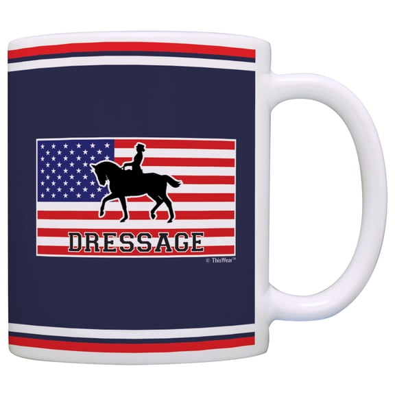 ThisWear Equestrian Accessories American Pride Dressage Horseback 11 ounce Coffee Mug Flag