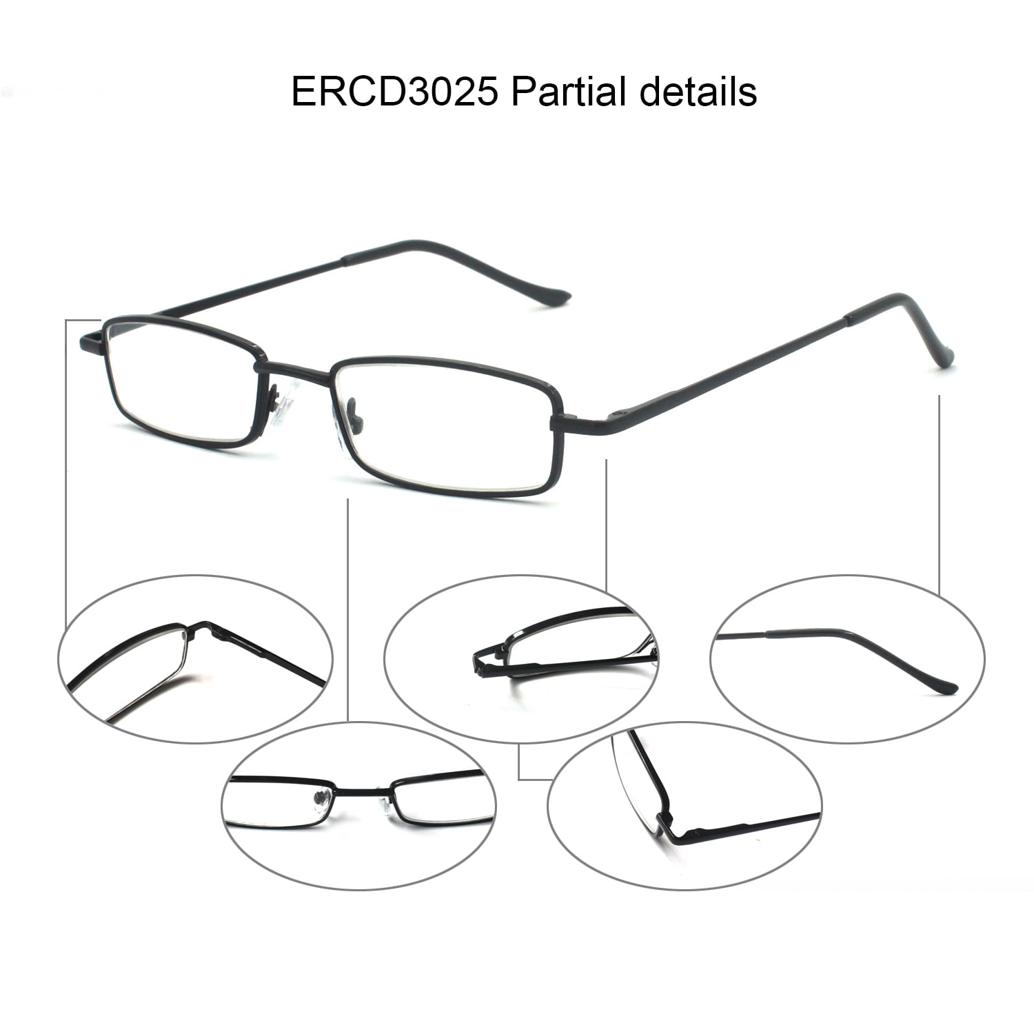 EYE ZOOM 3 Pack Ultra Slim Compact Tube Reading Glasses with Lightweight Portable Clip Case, Black +1.00