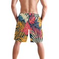 thumbnail image 3 of Dailycode Men's Quick Dry Swim Trunks Beach Shorts Casual Summer Board Shorts with Pockets, Tropical Exotic Leaves, 3 of 8