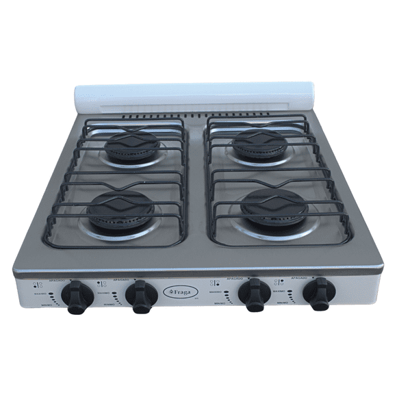 FRAGA Parrilla de Mesa, FRAGA P705i, 4 Quemadores, Cubierta Acero Inoxidable, Encendido Manual, Gas L.P.,Hecho en México.