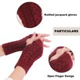 thumbnail image 3 of Women's Ribbed Wrist Arm Warmers Stretchy Cable Knitted Fingerless Gloves, 3 of 5