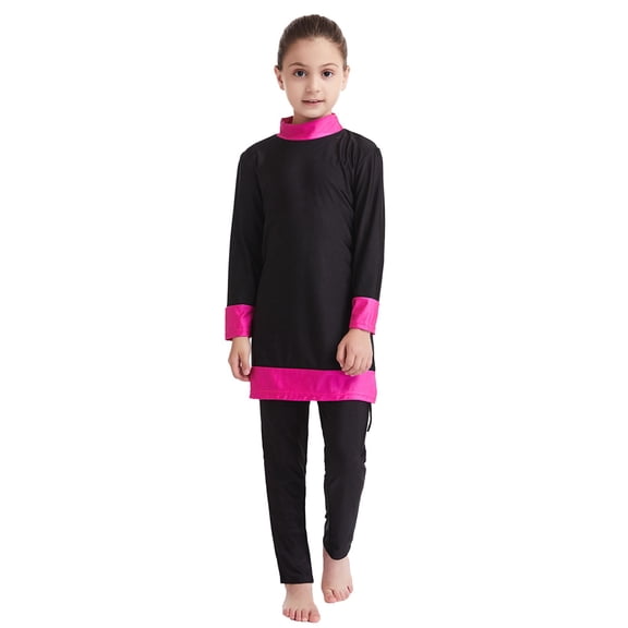 Shadoumai Full Coverage Long Sleeve UPF 50 Sun Two Piece Swimsuit With Skirt For Girls,Kid Girl Mermaid Costume