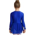thumbnail image 2 of YEAHDOR Kids Girls Circus Trapeze Show Costume Rhythmic Gymnastics Leotard Dress Long Sleeve Skating Jumpsuit Royal Blue 16, 2 of 7