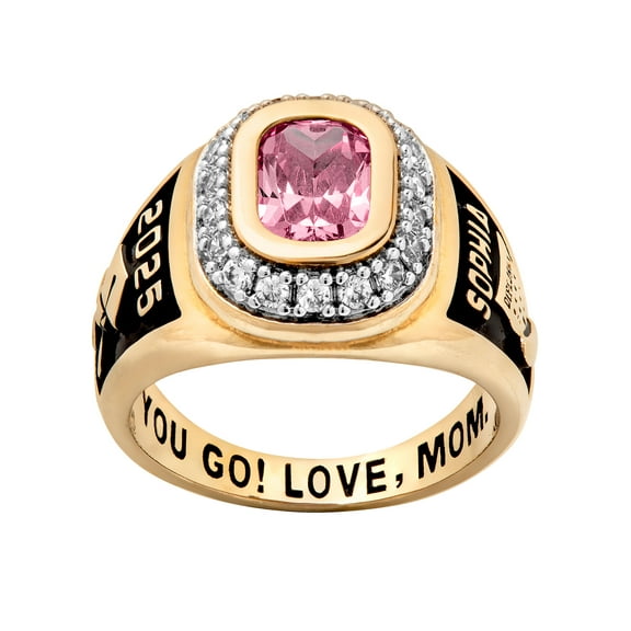 Order Now for 2025 Graduation, Freestyle Women's CZ Encrusted Personalized Class Ring, Personalized, High School or College