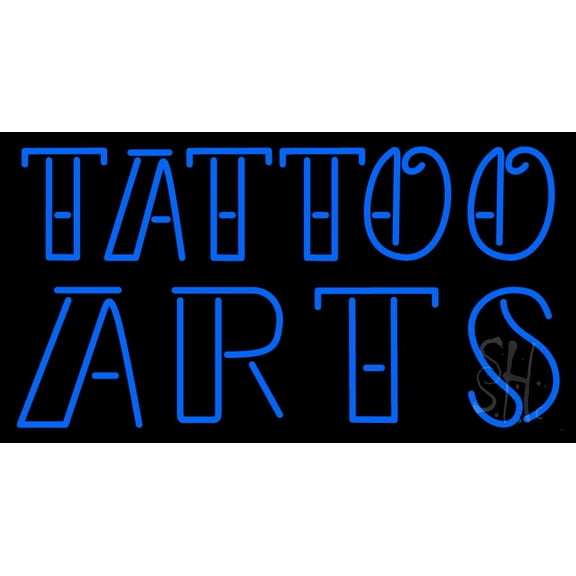 Tattoo Arts LED Neon Sign 20" Tall x 37" Wide - inches Black Square Cut Acrylic Backing, with Dimmer - Premium built indoor Sign for Storefront, Store interior, Workshop, Studio.