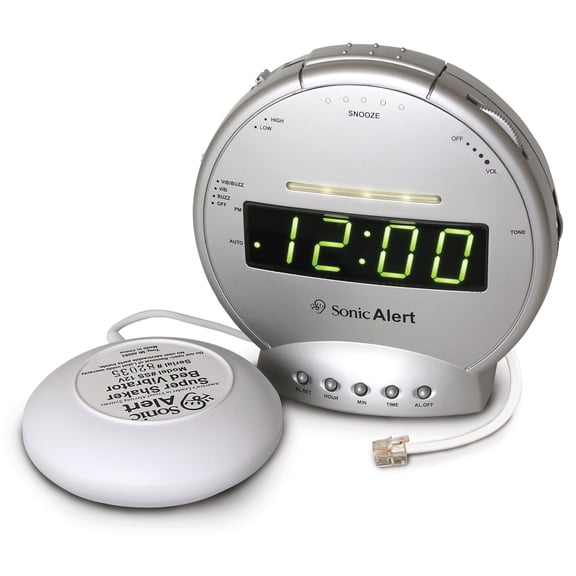 Sonic Alert SBT425SS Sonic Bomb Alarm Clock with Telephone Signaler and Super Shaker