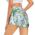 thumbnail image 2 of Uemuo Chinoiserie Floral Palm Tree Pattern Women's Athletic Shorts High Waisted Running Shorts with Liner Pockets Gym Elastic Workout Shorts-Large, 2 of 9