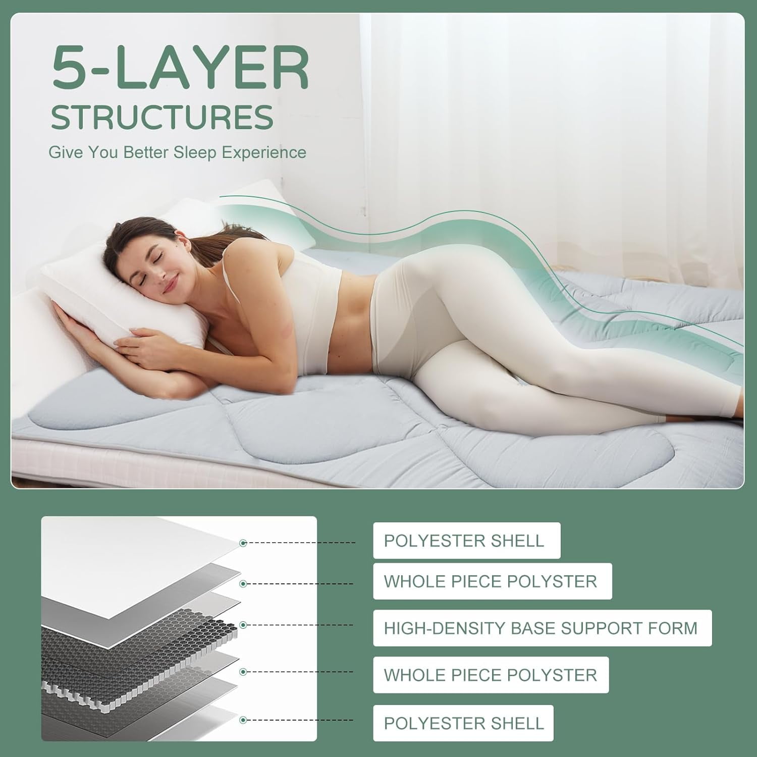 ABORON 3.5" Thick Floor Mattress Futon Mattress Twin Size Japanese Roll-up Sleeping Mattress Folding Sleeping Pad Breathable Floor Lounger Guest Bed for Camping Couch
