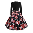 thumbnail image 4 of Vestido de Navidad de manga larga para mujer, bata Vintage, Swing Pinup, elegante, estampado informal, negro, invierno, 50S, 60S, 4 of 5