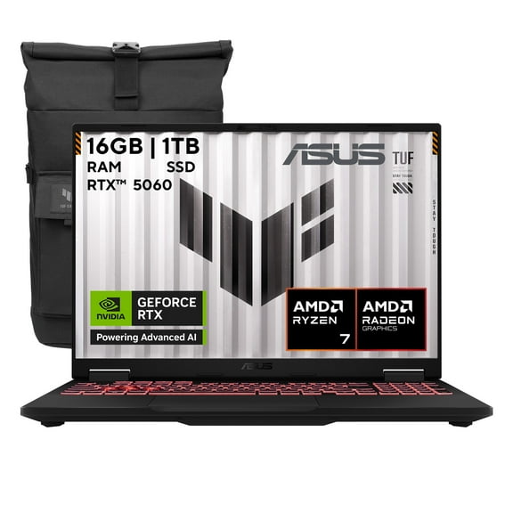 Laptop Asus TUF FA608UM-RV081W R7 16GB 1TB RTX 5060 Gris + Backpack