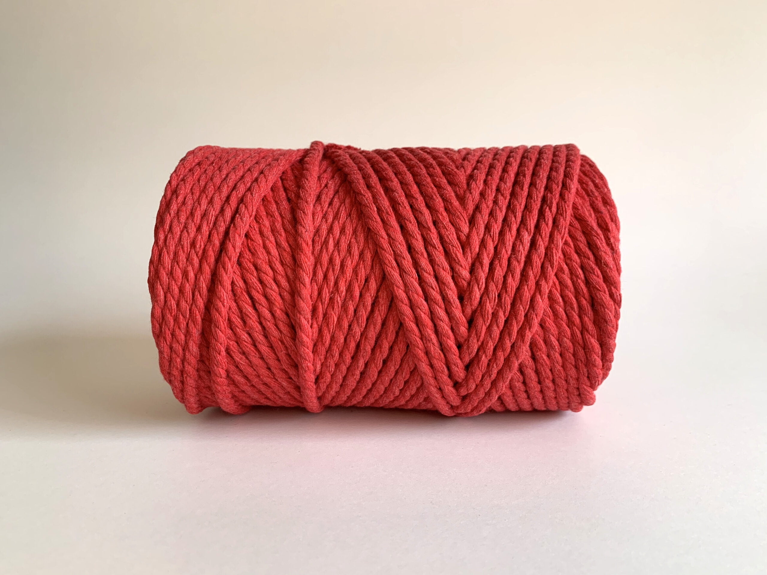 5mm 3 Strand Recycled Cotton Macrame Rope - Red