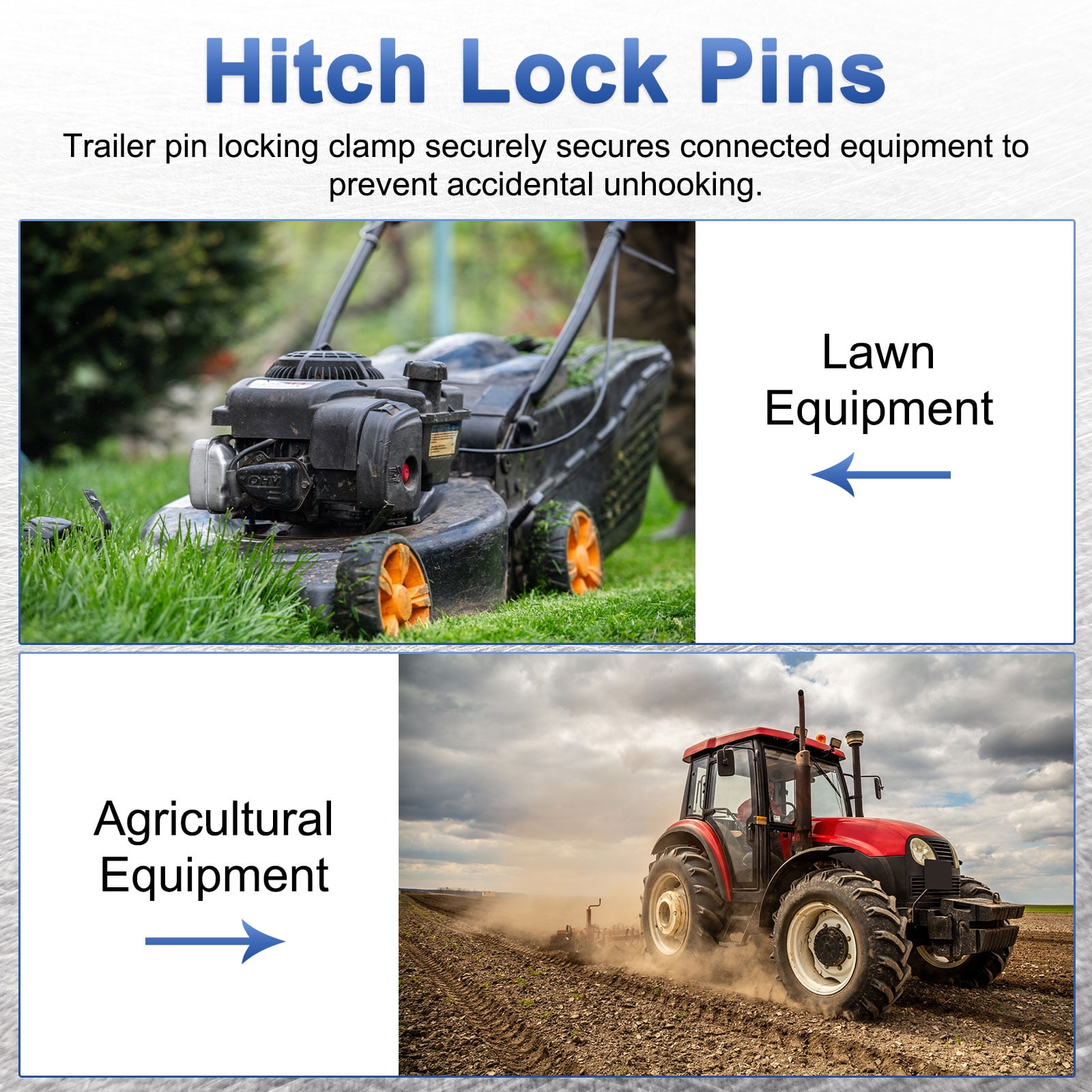 Uxcell 4-Pack Trailer Coupler Pin, 1/2" Diameter 3.15" Long Carbon Steel Galvanized Square Lock Wire Hitch Pins Coupler PTO Shaft