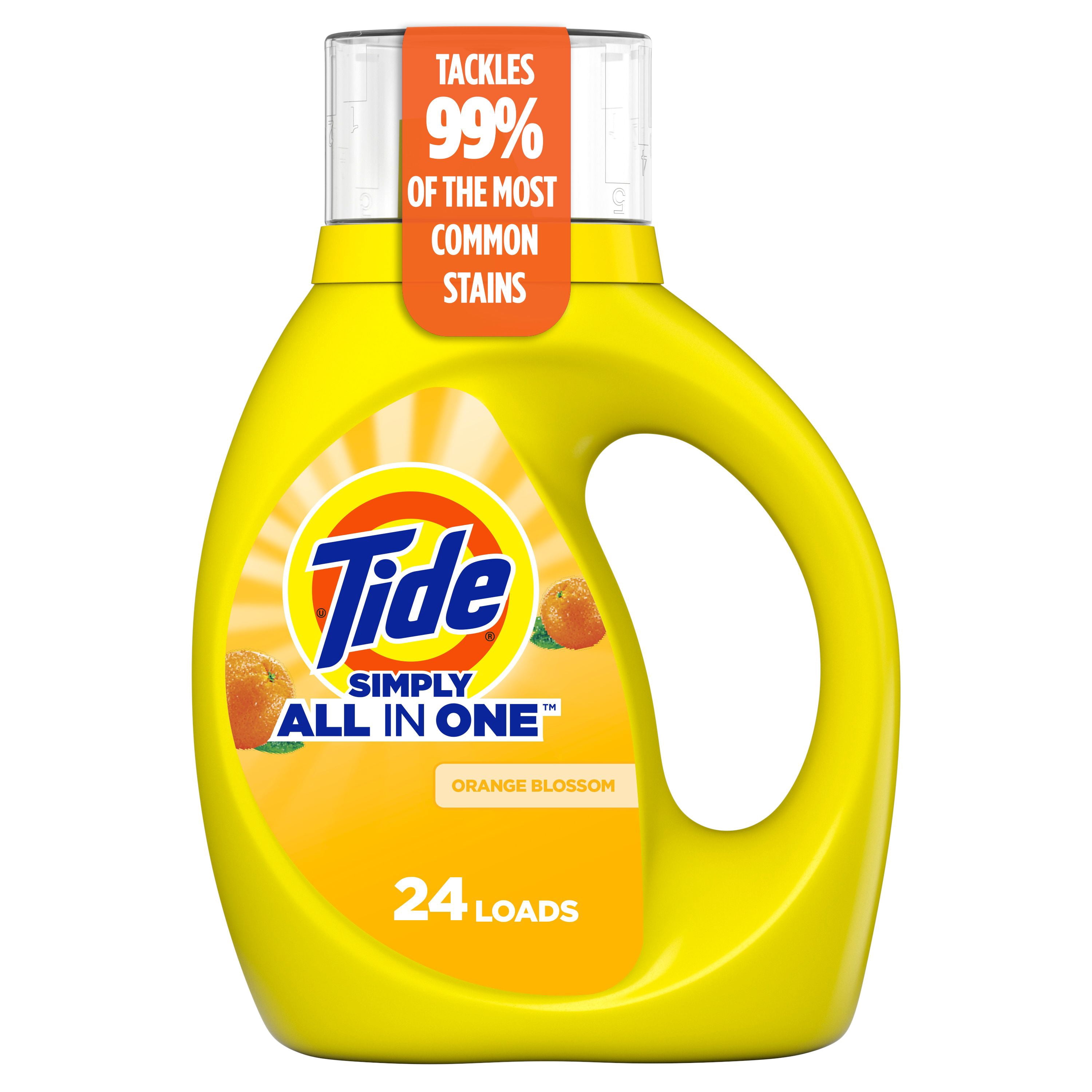 Détergent à lessive liquide Tide Simply Tout-en-un, parfum Fleur d’oranger, 24 brassées