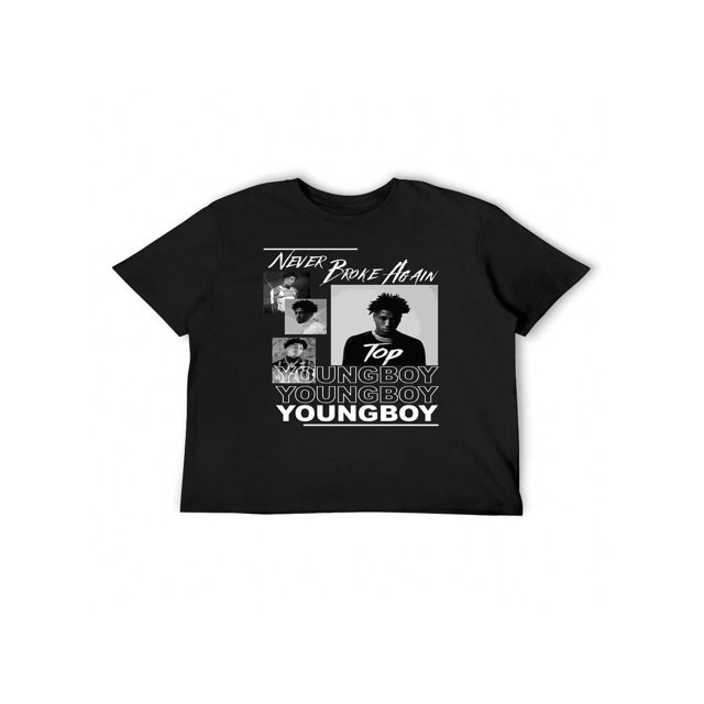 Rap Singer - Pure Cotton 220G Printed Short-Sleeve Crew Neck T-Shirt - Never Broke Again Youngboy.