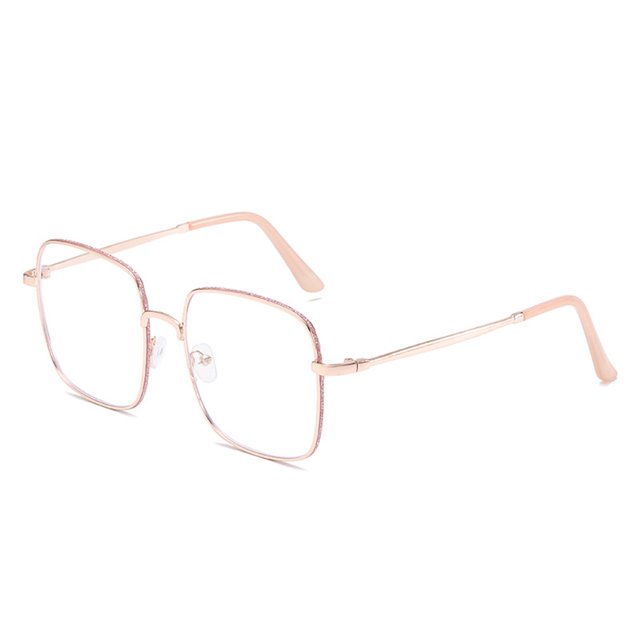 Minnieouse Gafas de miopía de Metal con lentes antiazules, gafas cuadradas transparentes, gafas para hombres, marco de lectura de oro rosa, grado Type3 NO3