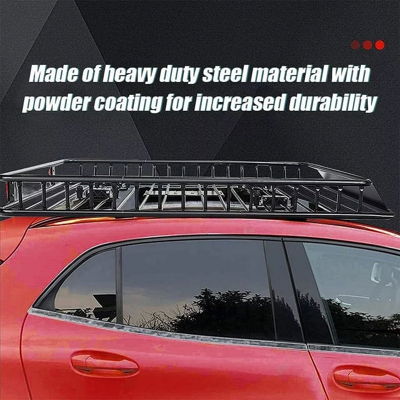 Kojem 64" Universal Roof Rack Basket, Expandable Cargo Carrier, Car Top Luggage Storage Holder, SUV 250Lbs Black