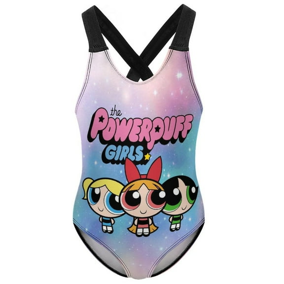 The Powerpuff Girls Swimwear Kids' One-Piece Swimsuit Quick-Dry Cute Printed Girls' Swimwear Bathing Suit for Beach & Pool 6-7Y(110cm)