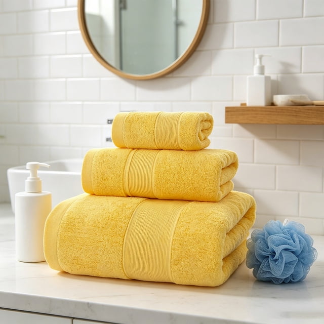 Juego de toallas de algodón extragrande de 3 piezas con toalla facial, de manos y de baño, multicolor, suave, altamente absorbente, de secado rápido, ligero y portátil.