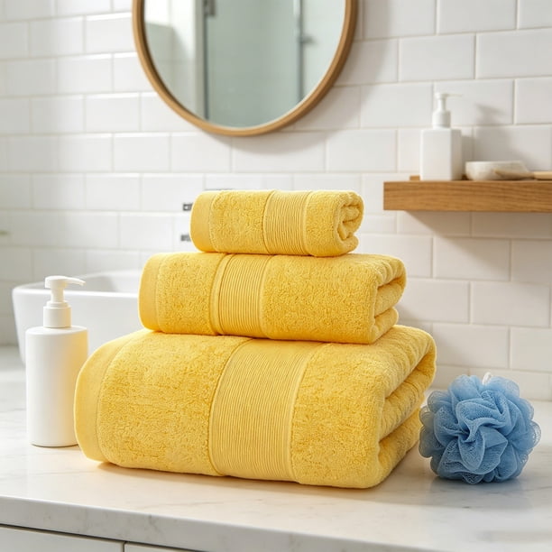 Juego de toallas de algodón extragrande de 3 piezas con toalla facial, de manos y de baño, multicolor, suave, altamente absorbente, de secado rápido, ligero y portátil.