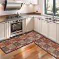 thumbnail image 3 of Kitchen Rugs Sets Of 2,Red Boho Ethnic Floral Patchwork Pattern Anti Fatigue Kitchen Mat Rugs Non Slip Washable,Decorative Kitchen Floor Mats for Kitchen,Sink,Laundry,17"x47"+17"x47", 3 of 5