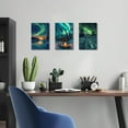 thumbnail image 3 of Hieng Aurora Borealis Wall Art Northern Lights Wall Decor 3 Pieces Snow Forest Trees Lake Bonfire Picture Prints Nature Landscape Poster (only canvas), 3 of 6