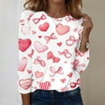 thumbnail image 2 of Lumtrix Womens Valentine Tops Dressy Casual Crew Neck Long Sleeve Shirts Love heart Print Blouse Plus Size T Shirts Fashion Fall Clothes 2026 Light pink S, 2 of 5